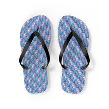 Load image into Gallery viewer, Independence Day Peace Fingers USA Flag Flip Flops
