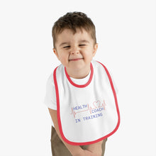 Load image into Gallery viewer, Health Coach in Training heartbeat Baby Contrast Trim Jersey Bib
