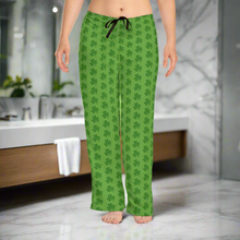 Load image into Gallery viewer, Kiss Me Im Irish St Pattys Day Womens Green Pajama Pants
