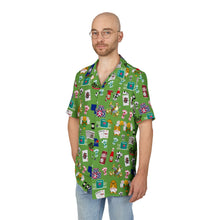 Load image into Gallery viewer, What’s Wild Green Fun Tropical Print Unisex Hawaiian Button-Down Shirt for Summer Vibes
