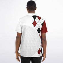 Load image into Gallery viewer, Golf Ball Argyle Black White &amp; Red Polo Shirt - AOP
