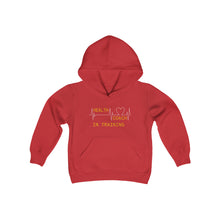 Load image into Gallery viewer, Health Coach In Training Heartbeat Youth Heavy Blend Hooded Sweatshirt
