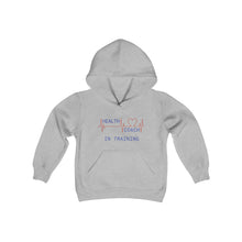 Load image into Gallery viewer, Health Coach In Training Heartbeat Youth Heavy Blend Hooded Sweatshirt
