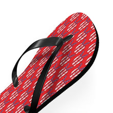 Load image into Gallery viewer, Independence Day Peace Fingers USA Flag Flip Flops
