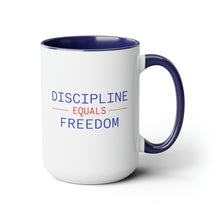 Load image into Gallery viewer, Health Coach Muscle Heart Barbell discipline equals freedom Two-Tone Coffee Mugs, 15oz
