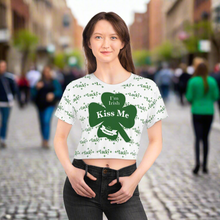 Load image into Gallery viewer, Kiss Me Im Irish Lucky White Crop Tee
