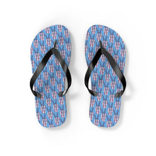 Load image into Gallery viewer, Independence Day Peace Fingers USA Flag Flip Flops
