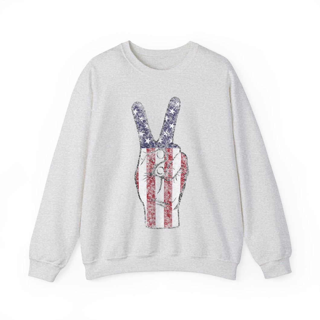 Independence Day USA Peace Fingers Unisex Heavy Blend™ Crewneck Sweatshirt