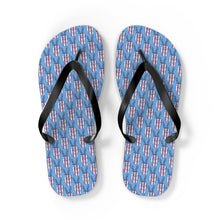 Load image into Gallery viewer, Independence Day Peace Fingers USA Flag Flip Flops
