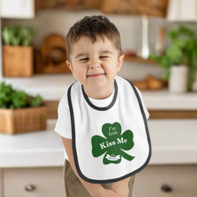 Load image into Gallery viewer, Kiss Me Im Irish Baby Contrast Trim Jersey Bib

