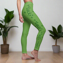 Load image into Gallery viewer, St Pattys Day Feeling Lucky Women&#39;s Cut &amp; Sew Casual Green Leggings
