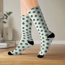 Load image into Gallery viewer, Kiss Me Im Irish Lucky St Pattys Day White Sublimation Socks
