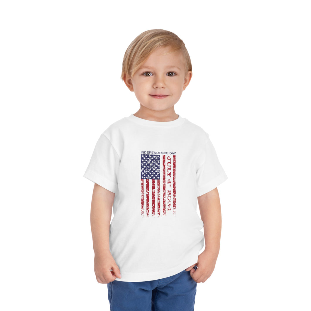 Independence Day USA Flag July 4th 2024 Toddler Short Sleeve Tee