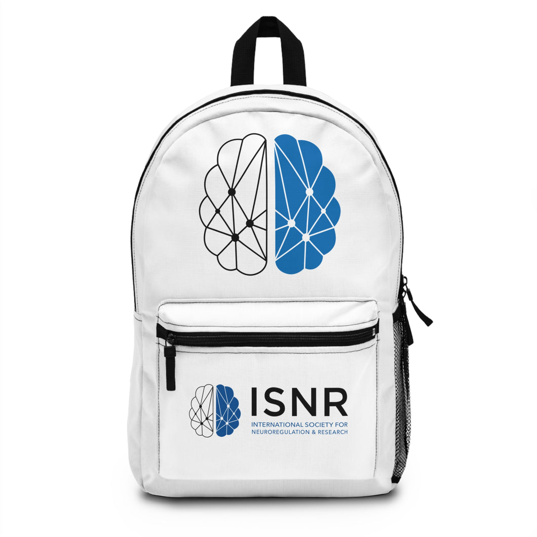 ISNR Logo White Back pack - Brain
