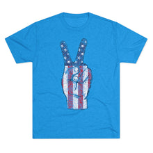 Load image into Gallery viewer, Independence Day USA Peace Fingers Unisex Tri-Blend Crew Tee
