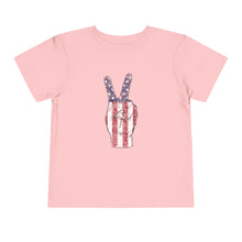 Load image into Gallery viewer, Independence Day 4th of July Peace Fingers Toddler Short Sleeve Tee
