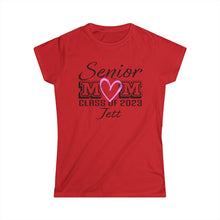 Load image into Gallery viewer, Senior Mom Class of Year and Students Name Customizable Women&#39;s Softstyle Tee
