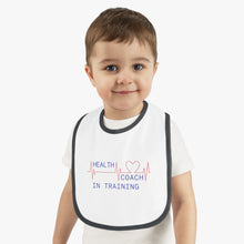 Load image into Gallery viewer, Health Coach in Training heartbeat Baby Contrast Trim Jersey Bib
