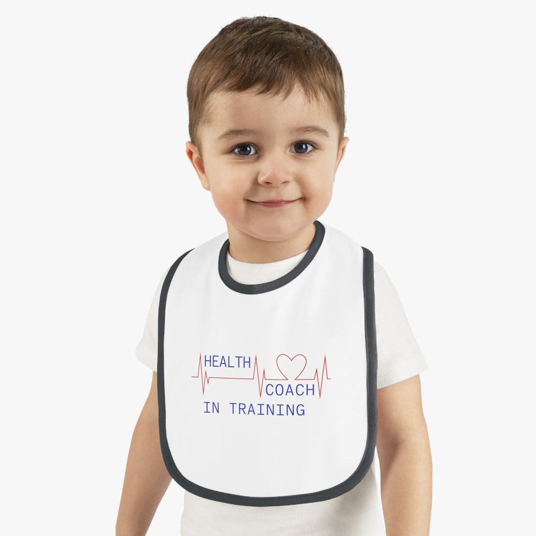 Health Coach in Training heartbeat Baby Contrast Trim Jersey Bib