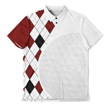 Load image into Gallery viewer, Golf Ball Argyle Black White &amp; Red Polo Shirt - AOP
