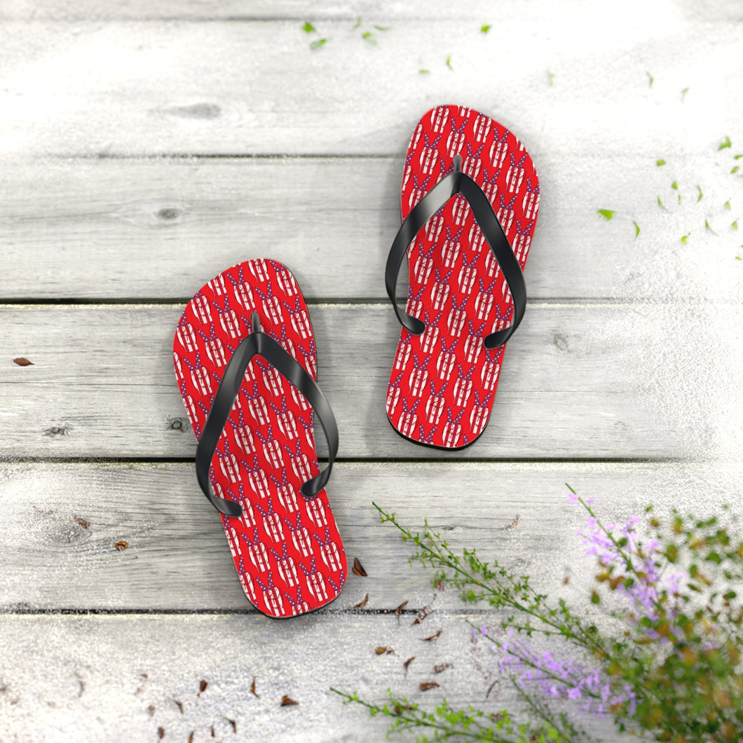 Independence Day Peace Fingers USA Flag Flip Flops