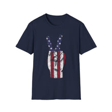 Load image into Gallery viewer, Independence Day 4th of July Peace Fingers USA Flag Unisex Softstyle T-Shirt
