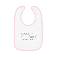 Load image into Gallery viewer, Health Coach in Training heartbeat Baby Contrast Trim Jersey Bib
