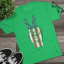 Load image into Gallery viewer, Independence Day USA Peace Fingers Unisex Tri-Blend Crew Tee
