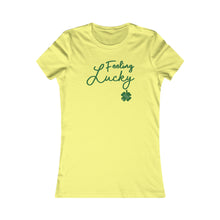 Load image into Gallery viewer, St Patricks Day 2024 Feeling Lucky Four Leaf Clover Women&#39;s Favorite Tee
