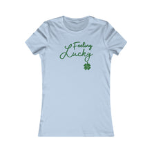 Load image into Gallery viewer, St Patricks Day 2024 Feeling Lucky Four Leaf Clover Women&#39;s Favorite Tee
