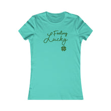 Load image into Gallery viewer, St Patricks Day 2024 Feeling Lucky Four Leaf Clover Women&#39;s Favorite Tee
