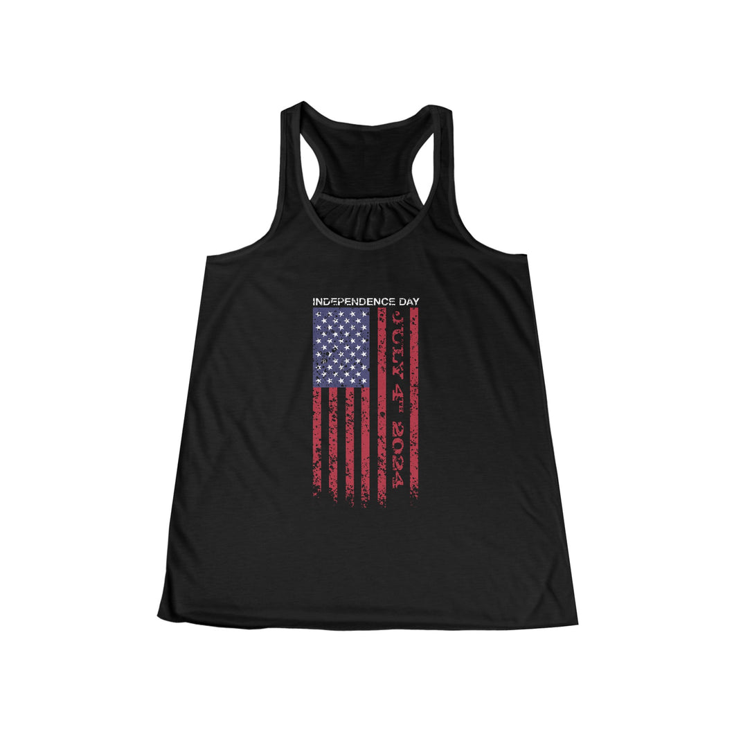 Independence Day USA Flag July 4th 2024 Women's Flowy Racerback Tank