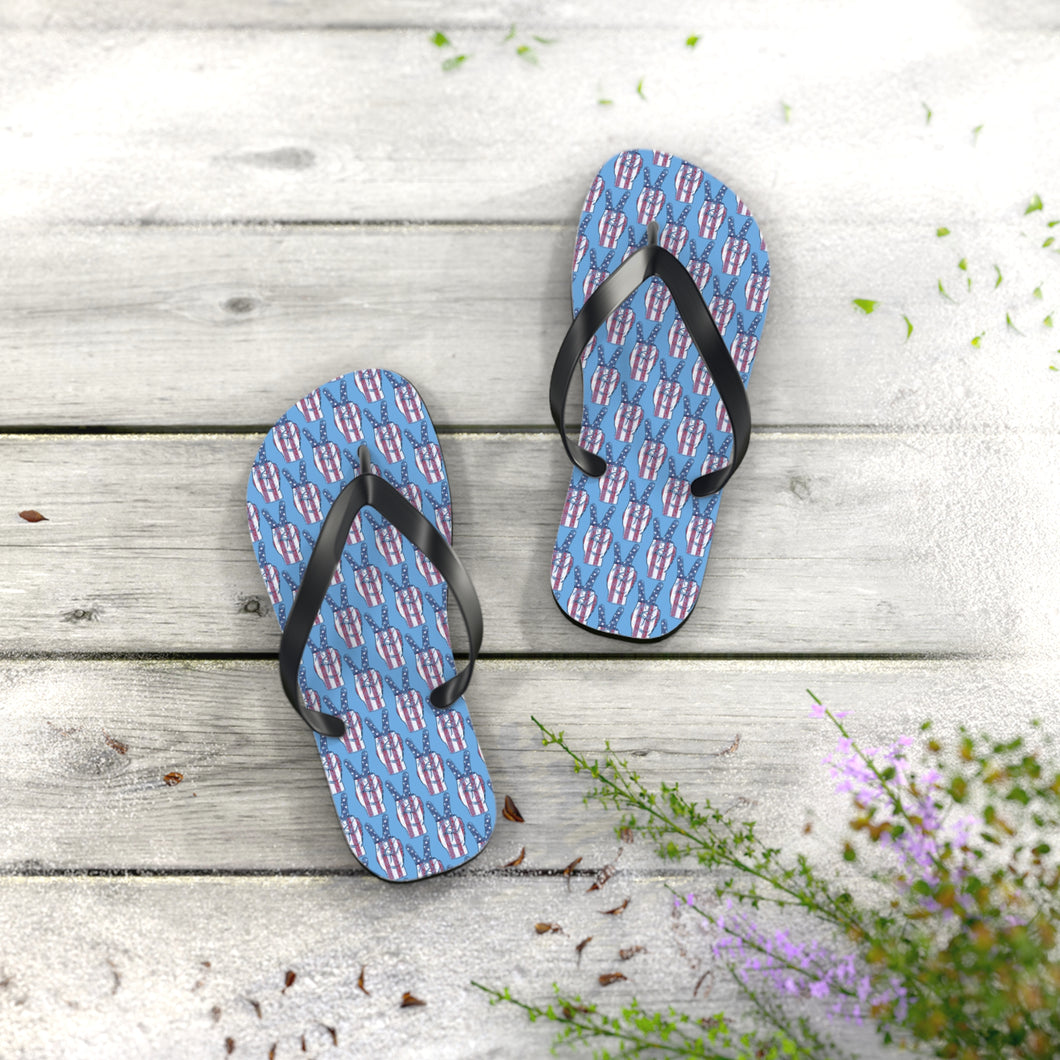 Independence Day Peace Fingers USA Flag Flip Flops