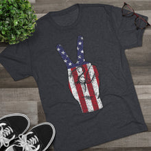 Load image into Gallery viewer, Independence Day USA Peace Fingers Unisex Tri-Blend Crew Tee
