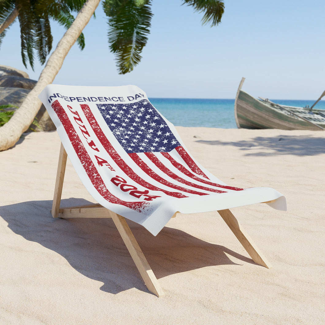 Independence Day July 4 2024 USA Flag Beach Towel