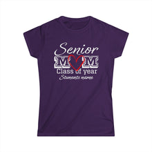 Load image into Gallery viewer, Senior Mom Class of Year and Students Name Customizable Women&#39;s Softstyle Tee
