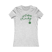 Load image into Gallery viewer, St Patricks Day 2024 Feeling Lucky Four Leaf Clover Women&#39;s Favorite Tee
