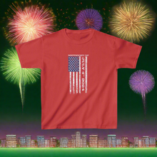 Load image into Gallery viewer, Independence Day July 4 2024 USA Flag Kids Heavy Cotton™ Tee
