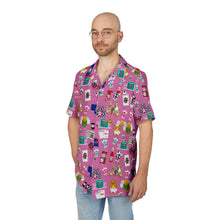 Load image into Gallery viewer, What’s Wild Pink Fun Tropical Print Unisex Hawaiian Button-Down Shirt for Summer Vibes
