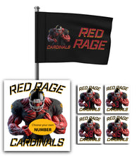 Load image into Gallery viewer, Cardinals Red Rage Personalized Flag Black
