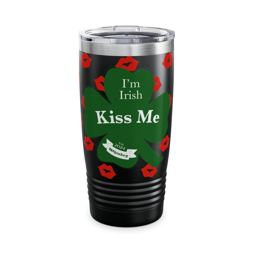 Kiss Me I’m Irish St Patrick’s Day Ringneck Tumbler, 20oz