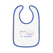 Load image into Gallery viewer, Health Coach in Training heartbeat Baby Contrast Trim Jersey Bib
