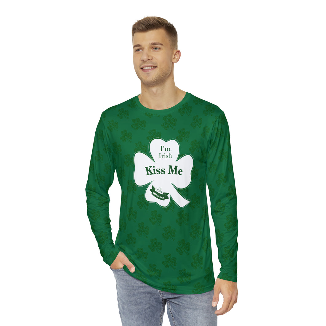 Kiss Me Im Irish St Pattys Day Men's Long Sleeve Shirt (AOP)