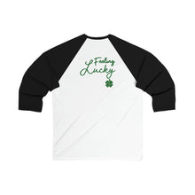 Load image into Gallery viewer, Kiss Me I’m Feeling Lucky St Patrick’s Day Unisex 3\4 Sleeve Baseball Tee
