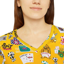 Load image into Gallery viewer, What’s Wild Fun Printed Long Sleeve V-Neck Shirt - Perfect for Game Nights &amp; Celebrations
