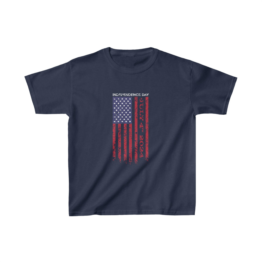 Independence Day July 4 2024 USA Flag Kids Heavy Cotton™ Tee