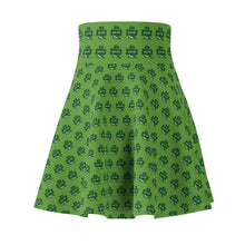 Load image into Gallery viewer, Kiss Me Im Irish St Pattys Women&#39;s Green Skater Skirt (AOP)
