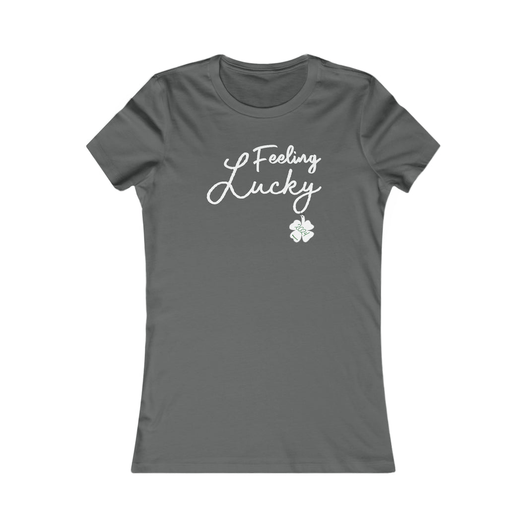 St Patricks Day 2024 Feeling Lucky Four Leaf Clover Women's Favorite Tee