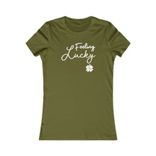 Load image into Gallery viewer, St Patricks Day 2024 Feeling Lucky Four Leaf Clover Women&#39;s Favorite Tee
