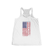 Load image into Gallery viewer, Independence Day USA Flag July 4th 2024 Women&#39;s Flowy Racerback Tank
